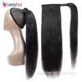 Wholesale 10A Grade Human Hair Ponytail Extensions Straight Brazilian Virgin Hair Wrap Around Ponytails